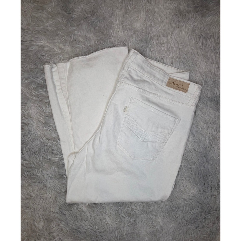 Levis Demi Curve Classic White Raw Hem Straight Leg Jeans 14/32